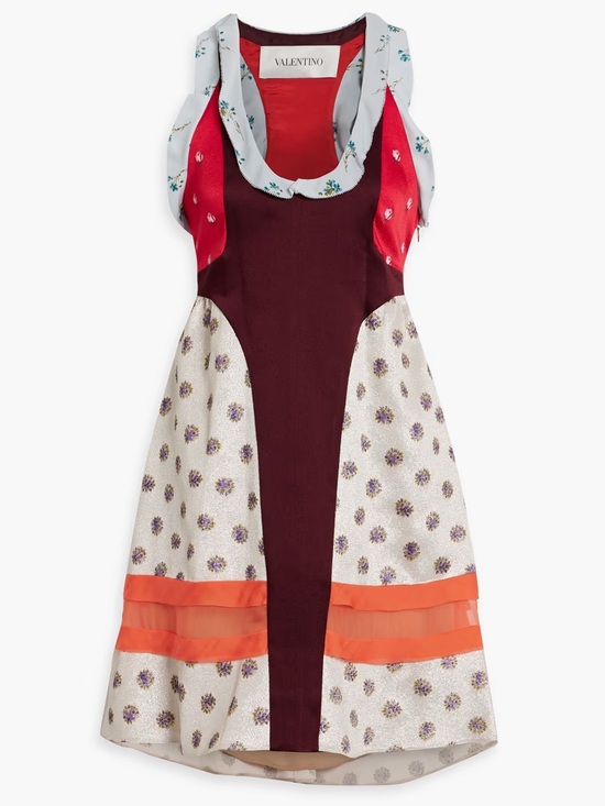 Valentino Garavani Dresses & Skirts - VALENTINO GARAVANI Silk chiffon-paneled metallic textured-crepe Dress MSRP $3980